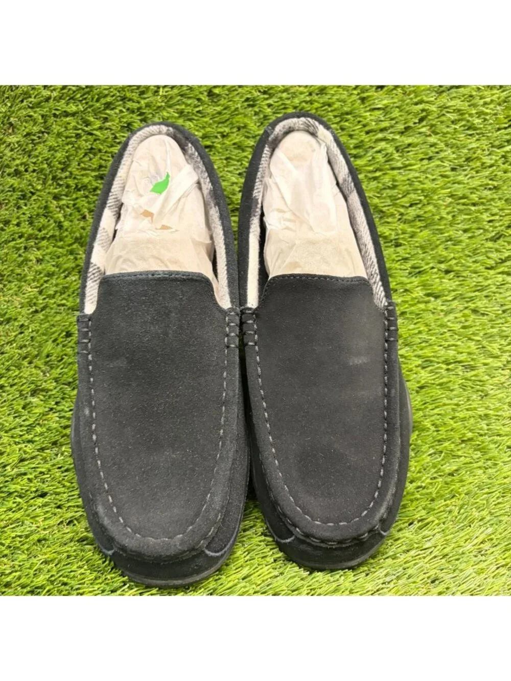 Kuru Loft Mens Size 9 Triple Black Casual Walking Suede Moccasin Slippers Shoes